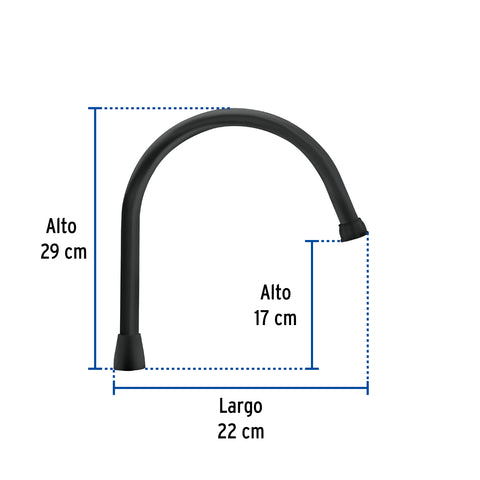 Cuello largo para mezcladora de fregadero, negro mate, AQUA | AQCR-80M | 46727