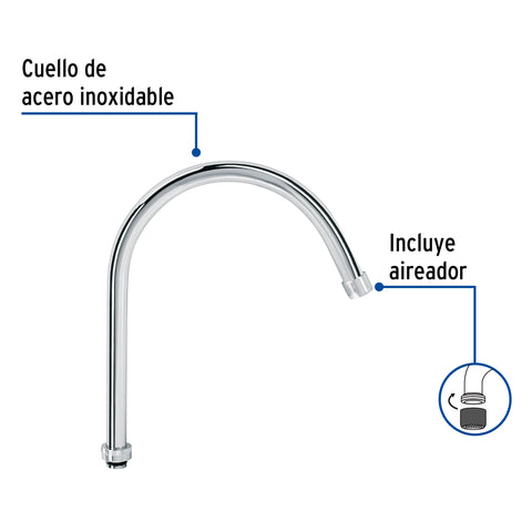 Cuello curvo para mezcladora de fregadero, cromo, AQUA | AQCR-93 | 46729