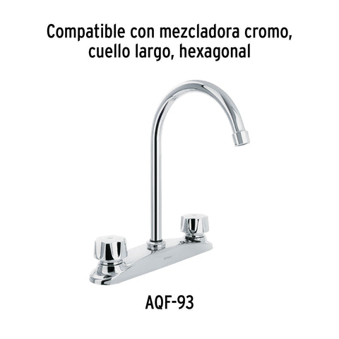 Cuello curvo para mezcladora de fregadero, cromo, AQUA | AQCR-93 | 46729
