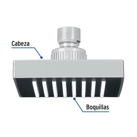 Regadera cuadrada 4', ABS, sin brazo, cromo, AQUA | R-403S | 46733
