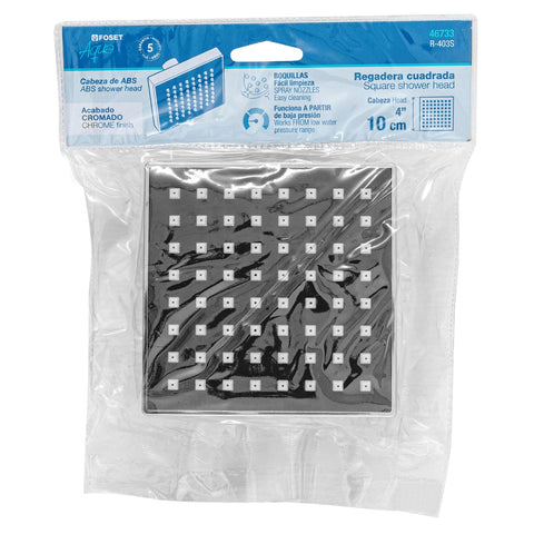 Regadera cuadrada 4', ABS, sin brazo, cromo, AQUA | R-403S | 46733