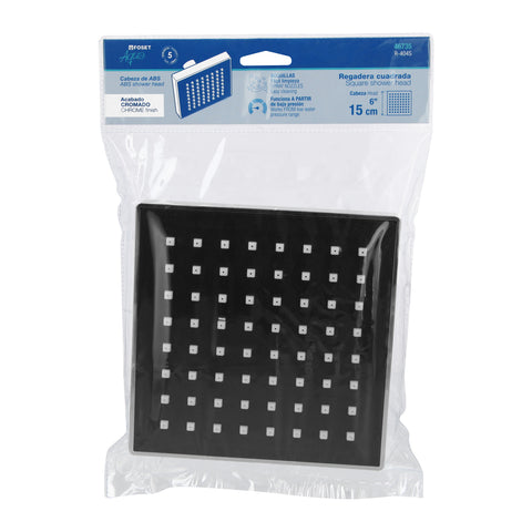 Regadera cuadrada 6', ABS, sin brazo, cromo, AQUA | R-404S | 46735