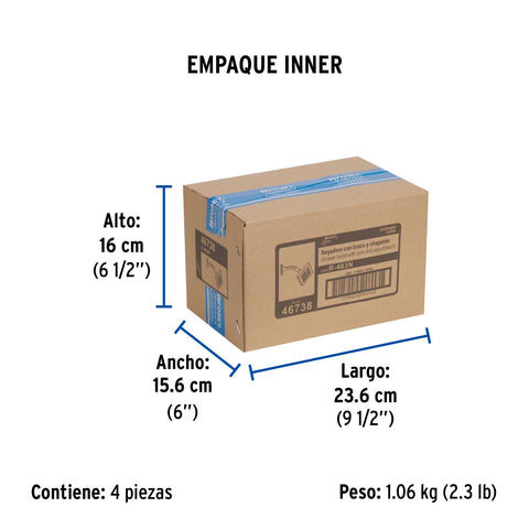 Regadera cuadrada 4', ABS, con brazo y chapetón, satín, AQUA | R-403N | 46738