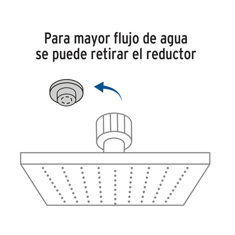 Regadera cuadrada 6', ABS, con brazo y chapetón, satín, AQUA | R-404N | 46740