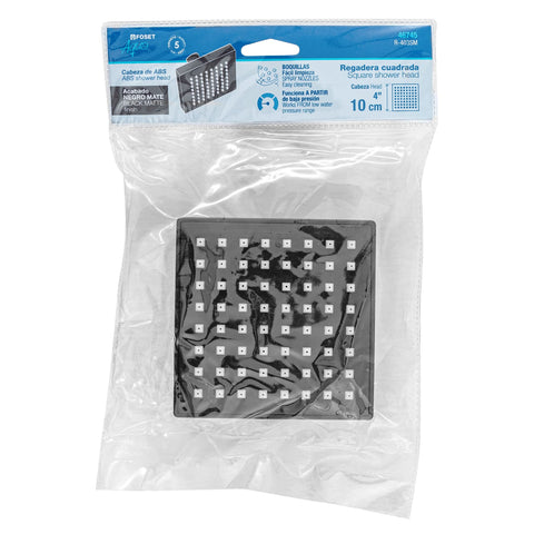 Regadera cuadrada 4', ABS, sin brazo, negro, AQUA | R-403SM | 46745