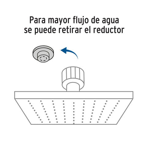 Regadera cuadrada 6', ABS, con brazo y chapetón, negro, AQUA | R-404M | 46746