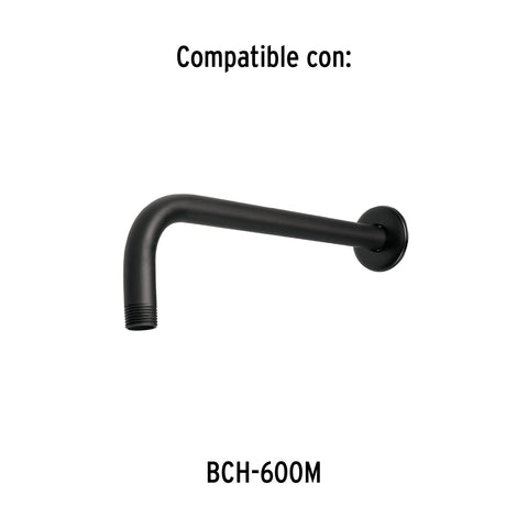 Regadera cuadrada 6', ABS, sin brazo, negro, AQUA | R-404SM | 46747