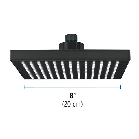 Regadera cuadrada 8', ABS, sin brazo, negro, AQUA | R-405SM | 46749