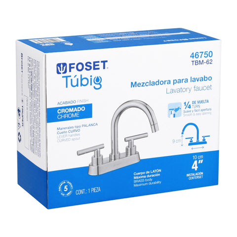 Mezcladora p/lavabo, bar, manerales palanca, cromo, TÚBIG | TBM-62 | 46750