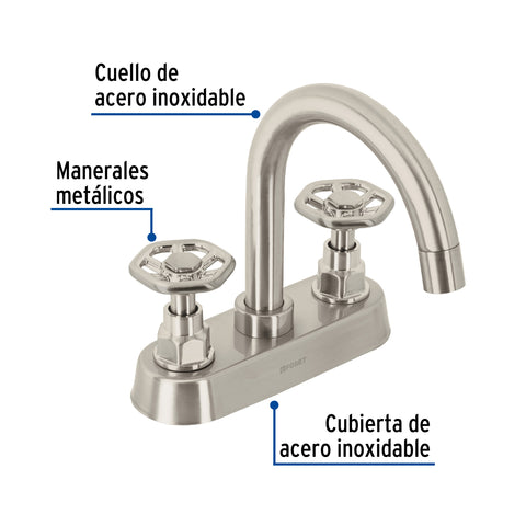 Mezcladora p/lavabo, bar, manerales redondos, satín, TÚBIG | TBM-61N | 46754