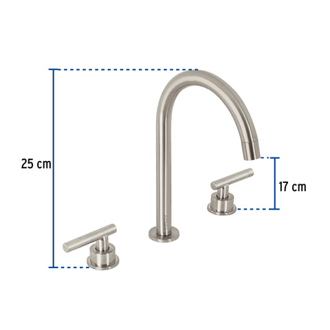 Mezcladora p/lavabo,taladros separados,palanca,satín TÚBIG | TBM-92N | 46757