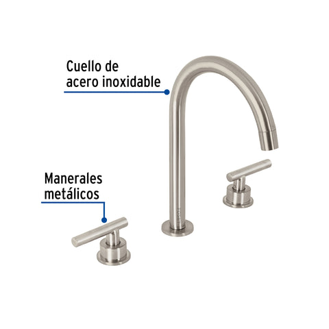 Mezcladora p/lavabo,taladros separados,palanca,satín TÚBIG | TBM-92N | 46757