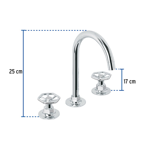 Mezcladora p/lavabo,taladros separados,redondos,cromo TÚBIG | TBM-91 | 46759