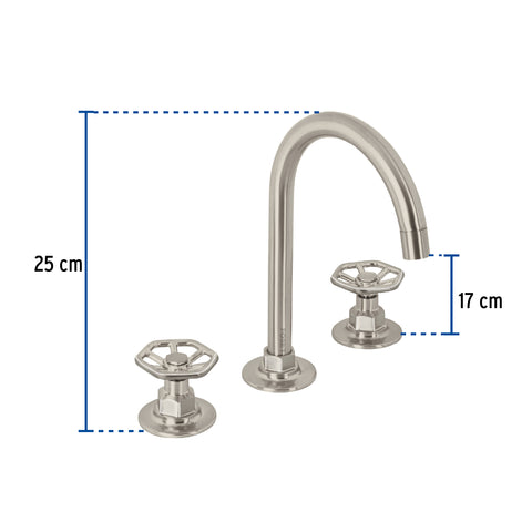 Mezcladora p/lavabo,taladros separados,redondos,satín TÚBIG | TBM-91N | 46760