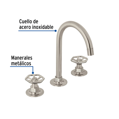 Mezcladora p/lavabo,taladros separados,redondos,satín TÚBIG | TBM-91N | 46760