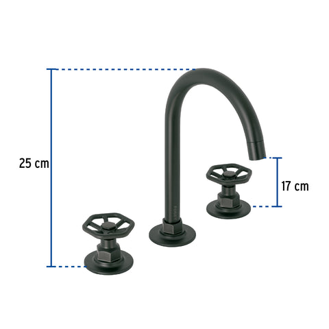 Mezcladora p/lavabo,taladros separados,redondos,negro TÚBIG | TBM-91M | 46761