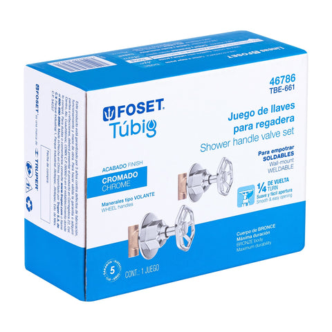 Juego llaves empotrar soldables, volante cromo, TÚBIG | TBE-661 | 46786