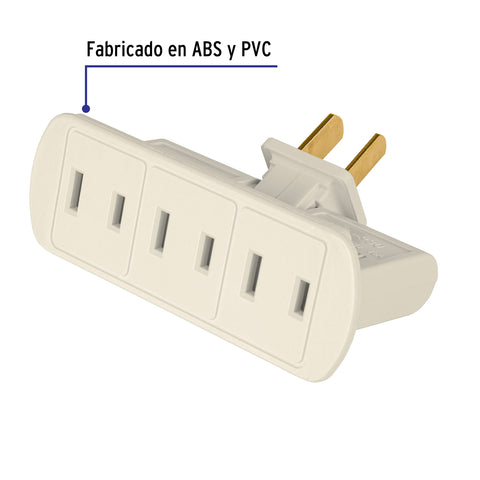 Multicontacto triple, tipo bisagra Volteck | MUL-330 | 46809