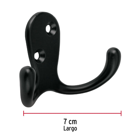 Gancho doble tipo perchero, negro, HERMEX | PEPU-26 | 46831