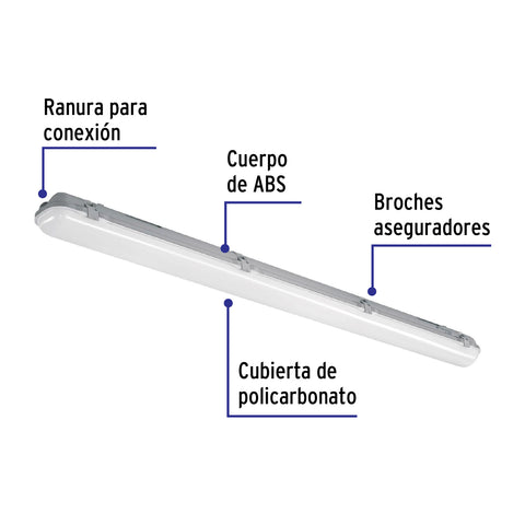 Luminario lineal de LED 36 W de sobreponer a prueba de vapor | VAP-001L | 46862