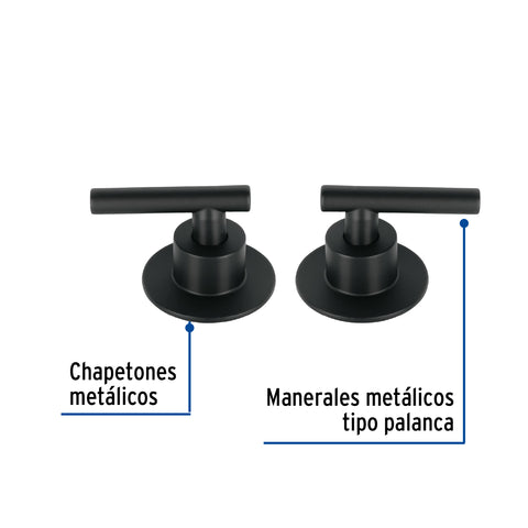 Juego de 2 manerales para regadera, palanca, negro, TÚBIG | TBMR-62M | 46877