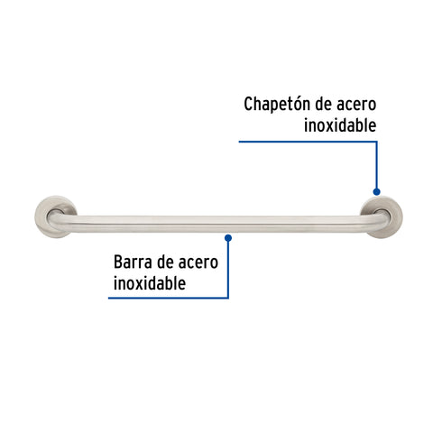 Barra recta de seguridad, acero inox, 1-1/4' x 60cm, FOSET | BARS-60 | 46885