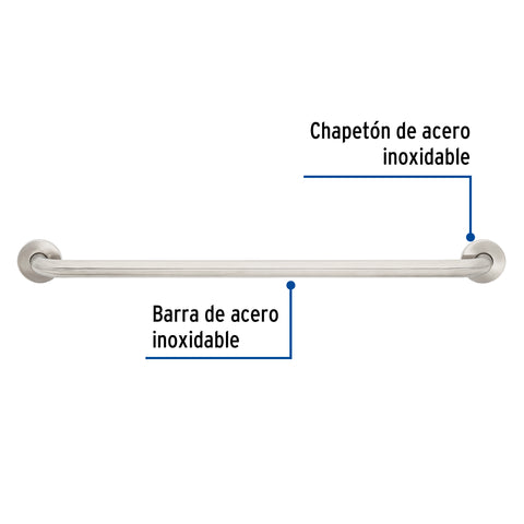 Barra recta de seguridad, acero inox, 1-1/4' x 80cm, FOSET | BARS-80 | 46886
