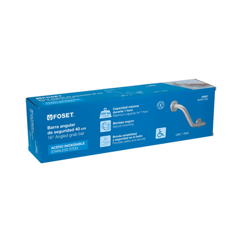 Barra angular de seguridad, acero inox, 1-1/4' x 40cm, FOSET | BARS-40A | 46887