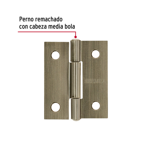 Bisagra rectangular 1-1/2' latón antiguo, HERMEX | BR-152 | 46910
