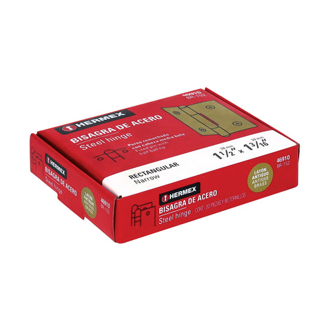 Bisagra rectangular 1-1/2' latón antiguo, HERMEX | BR-152 | 46910
