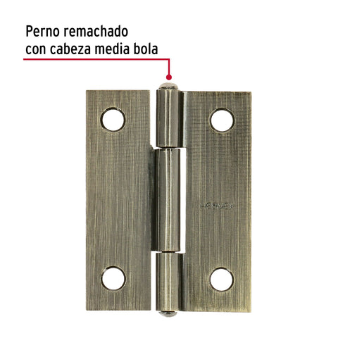 Bisagra rectangular 2' latón antiguo, HERMEX | BR-202 | 46911