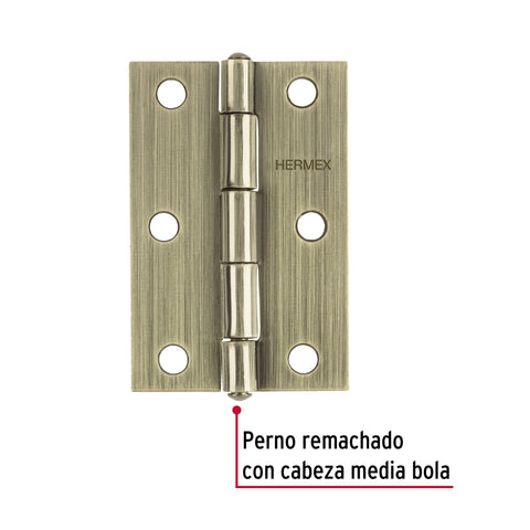 Bisagra rectangular 3' latón antiguo, HERMEX | BR-302 | 46913