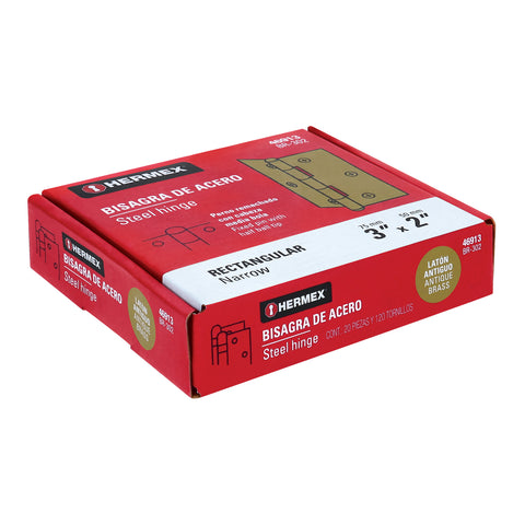 Bisagra rectangular 3' latón antiguo, HERMEX | BR-302 | 46913