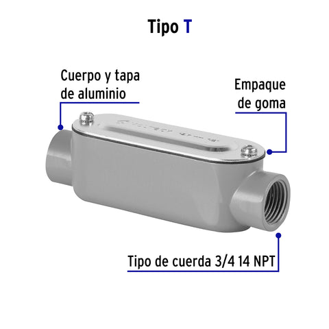 Condulet 3/4' conexión tipo T, Volteck | COLET-3/4-T | 46980