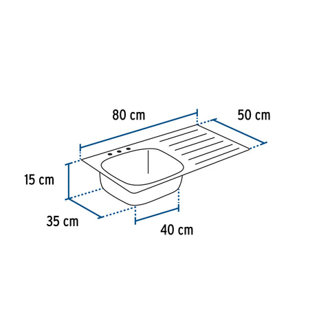 Tarja de empotrar 80x50cm tina izquierda, FOSET BASIC | TA-851IB | 47018