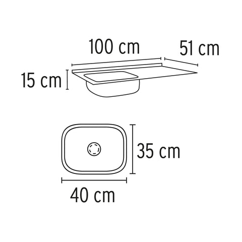 Tarja de empotrar 100x51cm tina izquierda, FOSET BASIC | TA-1051IB | 47020