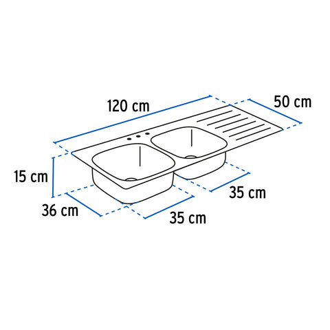 Tarja de empotrar 120x50cm doble tina derecha, FOSET BASIC | TA-1202TDB | 47023