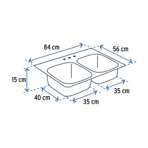 Tarja de empotrar 84x56cm doble tina, FOSET BASIC | TA-842TB | 47024