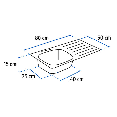 Tarja de sobreponer 80x50cm tina izquierda, FOSET BASIC | TA-850IB | 47026