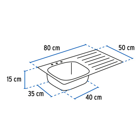 Tarja de sobreponer 80x50cm tina derecha, FOSET BASIC | TA-850DB | 47027