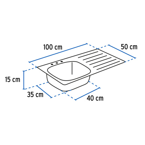 Tarja de sobreponer 100x50cm tina derecha, FOSET BASIC | TA-1050DB | 47029