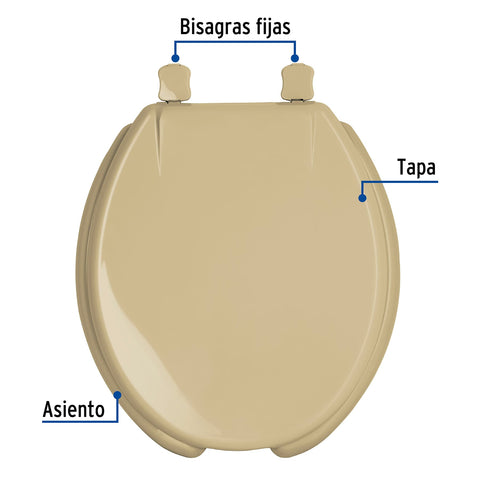 Asiento redondo con tapa para WC, abierto, beige, FOSET | AWC-40C | 47033