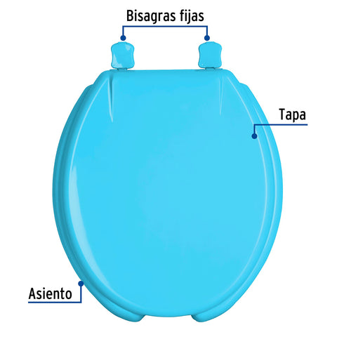 Asiento redondo con tapa para WC, abierto, azul, FOSET | AWC-40Z | 47034