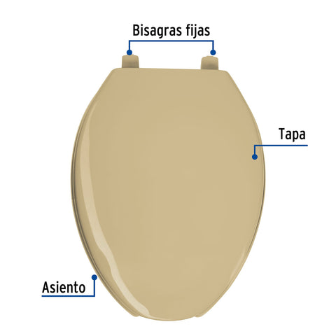 Asiento alargado con tapa para WC, abierto, beige, FOSET | AWC-45C | 47035