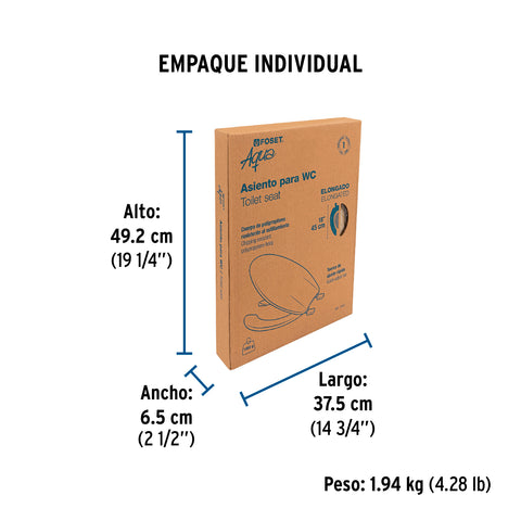 Asiento alargado con tapa para WC, abierto, beige, FOSET | AWC-45C | 47035