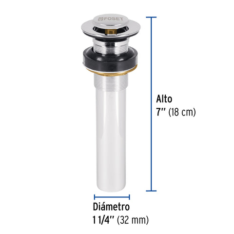 Contra p/lavabo sin rebosadero, sistema push, cromo, 1-1/4' | CE-206S | 47037