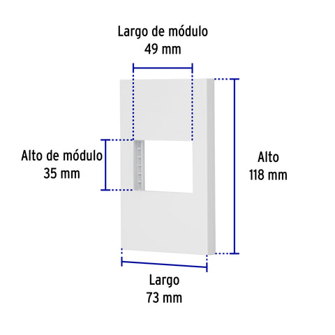 Placa 1 ventana, 1.5 módulos, línea Española, color blanco | PPSE15-EB | 47044