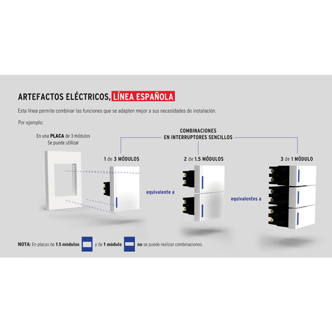 Placa 1 ventana, 1.5 módulos, línea Española, color blanco | PPSE15-EB | 47044