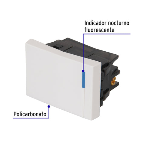 Interruptor sencillo 1.5 módulos,línea Española,color blanco | APSE15-EB | 47046