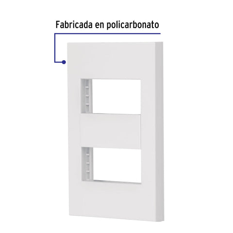 Placa 2 ventanas, 1 módulo, línea Española, color blanco | PPDO-EB | 47063